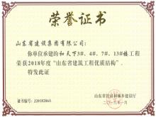 和天下3#、4#、7#、13#樓獲2018年度“山東省建筑工程優(yōu)質(zhì)結(jié)構(gòu)”